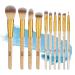 Expressions 10pc Pro Makeup Brush Set w/Sparkling Gemstones in Gold - 10 Quality Soft Bristle Makeup Brushes For Everyday Use - Professional Makeup Brushes & Tools