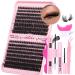 Thick Eyelash Extension Kit Lashes Individual Cluster 80D+100D Individual Eyelashes DIY Lash Extensions Kit with D Curl Russian Eyelash Extensions Bond and Seal Lash Glue Lash Tweezers by Goddvenus E-320PCS Fluffy 40D+50D