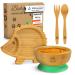 Babylovit Baby dishes with suction cup stress -free meals divided with bamboo children's plates bowl & children's best baby harness slide perfect for the dining phase hedgehog with bowl