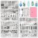 Budoci Nail Stamping Set 12 St Nail Stamping Plate Kit Nail Stamping Stencil Plates + Stamp + Suchaber + Stamping bag for nail stamp French Nail ATR Manicure 12 St Nail stamp plates set