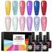 MEET ACROSS UV Nail Polish Glitter Gel Nail Gel Set Glitter Gel Nail 6 Colours Gel Polish Kit Gel Polish UV Colour Gel Set Manicure Gift Set Reflective Glitter-B