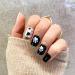 Novo Ovo Press-On Fake Nails - Short Corner Oval Black & White Dog Design | Stick-On Artificial Fingernails with Glue for Valentine's Day | Perfect for Bulldogs & Animal Lovers - Buy Online on SooperMarket.com