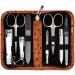 Three swords - 8 pcs.Manicure set 'Roma' |High quality nail care set in Cognac synthetic leather case |Contents: nail scissors set foot & nail clips tweezers glass nail files sapphire nail file cognac / synthetic leather Straussimitation