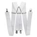 axy Men's White Suspenders Wide 3.5 cm with 4 Strong Clips X-Shape