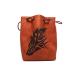 Brown Leather Lite Large Dice Bag with Wolf Design - Brown Faux Leather Exterior with Lined Interior - Stands Up on its Own and Holds 400 16mm Polyhedral Dice