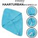 Emmy Home Hair Turban Set - 100% Cotton Quick-Drying Towel for Long Hair - 2 Piece Blue Turban with Button - Buy Online on SooperMarket.com