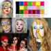 CCbeauty Professional Face Body Paint Set - 20 Colors for Halloween Neon Face Painting, SFX Cosplay & Costume Makeup | UV Glow + Classic Colors | Oil Based with 10 Brushes Included - Buy Online on SooperMarket.com