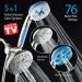 AquaCare 5-in-1 Aquassage High Pressure 76-mode Shower Head Combo with Hand Shower, Body Brush & Hair Brush - Satin Nickel Finish, Extra-long Stainless Steel Hose, Two Brackets Included - Buy Online on SooperMarket.com