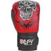 Defy Sports Premium Faux Leather Kickboxing Gloves | Gel Infused with Thumb Support | Skull Design Red 10 oz | Men and Women - Buy Online on SooperMarket.com