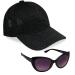 CityComfort baseball cap girl 2-Set adjustable baseball cap & UV protection sunglasses children-gifts for girls unit size black glitter