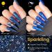 YTD Likomey Reflective Glitter Gel Nail Polish Set - Sapphire Blue & Pure Klein Blue Fashion Colors - Gold Combo Kit - Super Sparkly Diamond Disco DJ UV Top Coat - 2 Pcs (7.5ml each) - Buy Online on SooperMarket.com