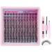 wiwoseo Natural Lash Clusters Kit Natural Wispy Cluster Eyelash Extensions Kit C Curl Lash Extensions Kit with Bond and Seal Lash Glue Individual Lashes Kit for DIY at Home (8-16MM) G-10-16MM