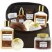 Sandalwood Bath Gift Set for Him - Personal Care Spa Kit in Leather Bag | Relaxing Man Gift Basket with Shower Gel, Bubble Bath, Body Oil, Bath Bomb & More - Buy Online on SooperMarket.com