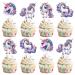 Cyodoos 24PCS Unicorn Cupcake Toppers Unicorn Theme Birthday Party Cute Decorating Supplies for Boy Girl Birthday Party Baby Shower Party Supplies Decoration (two-sided) Color