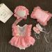 Yuehuam Newborn Photography Prop Girl Outfits Set - Baby Lace Romper, Hat, Pillow, Shoes & Skirt Clothes in Pink for Infant Photoshoot - Buy Online on SooperMarket.com