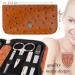 3 Swords Germany - brand quality 8 piece manicure pedicure grooming kit with glass nail file (483) COGNAC - OSTRICH IMITATION - Buy Online on SooperMarket.com