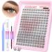 Wispy Lash Extension Kit 180Pcs Natural Cluster Lashes DIY Eyelash Extension Kit Fluffy C Curl Individual Lashes with Lash Bond and Seal and Lash Tweezers Lashes Individual Cluster by PHKERATA 9-12MM Wispy Kit