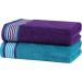 CASA COPENHAGEN 550 GSM 6-Piece Towel Set - Super Soft Egyptian Cotton - Violet Indigo & Teal Green - Buy Online on SooperMarket.com
