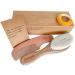 eplanita Baby Hair Brush and Comb Set for Newborns & Toddlers  Wooden with Natural Goat Bristles  for Cradle Cap and Massage  Teething Ring  Baby Registry or Baby Shower