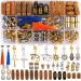 110PCS Hair Tube Beads Retro Metal Dreadlock Accessories Wooden-Like Barrel Beads Braiding Hair Jewelry Handmade DIY Tassel Sunflower Decoration Snake Loc Braids Coil for Men Women Hip-Hop Style