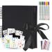 bemece Scrapbook Album  12.6x8.3 Inch 80 Pages Extra Large Photo Album Scrapbook Craft Paper Thick DIY Handmade Album Scrapbook for Anniversary  Wedding  Travelling(Black-Card) Black+pen+card