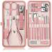 Kichly manicure set for women- 18-part women's and men's pedicure set- Nail set Tools & accessories- nail clippers set with travel case- nail scissors (rose gold)