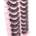 False Eyelashes Faux Mink Fluffy Cat Eye Lashes 3D Dramatic Natural Eyelash Wispy Curly Full Volum 10 Pairs Charming