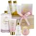 Luxury Bath Gift Set - Home Spa Gift Basket with Milky Coconut Scent Vitamin E & Shea Butter with Shower Gel Bath Salt & Crystals Body Scrub Hand Cream Body Oil Bath Pillow Wooden Crate & More