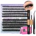 Fluffy Cluster Lashes DIY Lash Extension Kit D Curl Individual Eyelashes 8-18MM Lash Clusters with Bond and Seal and Lash Tweezers 200Pcs Eyelash Extension Kit Lashes by PHKERATA(0.07D 8-18MM) 70P Kit Fluffy