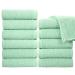 SIMPLY LOFTY Cotton Washcloths 12 x 12 (12 Pack) Premium Fingertip Towels Highly Absorbent Facial Towels for Bathroom 100% Ring Spun Cotton Wash Cloth Set (Aqua Mint)