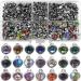 500 Sets Mixed Colors Cz Crystal Rivets Rhinestone Rivets Studs Rapid Rivets Silver Color Spots Studs for Leather Craft DIY Making (Mixed Size)