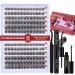 Goddvenus DIY Lashes Extension Kit Wispy Lash Clusters D Curl Eyelash Extension Kit 8-16mm Mix Natural Individual Lashes with Lash Bond and Seal and Remover Lash Applicator Lash Extension Kit D-Natural clusters
