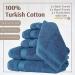 TEXTILOM Luxury 100% Turkish Cotton Bath Towel Set - Soft & Absorbent (6 Pcs, Mid Blue) - Buy Online on SooperMarket.com