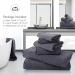 Luxury Silk Hemming Towel Set - Dark Grey 6 Piece - Quick Drying Microfiber Towels for Bath, Fitness, Sports, Yoga, Travel - Ultra Soft and Lightweight - Buy Online on SooperMarket.com