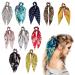 Satin and Chiffon Detachable Hair Scarf Scrunchies 10 Pcs AMAZING UNIVERSE super soft Ribbon Bowknot Scarf Scrunchies ponytail with multi colors includes 5 Satin and 5 Chiffon Bandana for women girls Floral  leaf  Leopar...