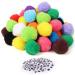 Caydo  200pcs  100pcs 2 inch Large Pom Poms with 100pcs Wiggle Eyes  Assorted Colors Craft Pompom Balls for DIY Crafts Projects Decorations