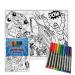 Splat planet Color in Superhero Cotton Toddler placemat with 10 Non-Toxic Washable Magic pens - Color in and wash Out Place mat