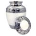 Akanksha Arts Small 6 x 4 inch Brass Cremation Urn Memorial Container - 650 ml White. Rare Handicraft with bag