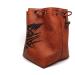 Brown Leather Lite Large Dice Bag with Wolf Design - Holds 400 16mm Polyhedral Dice - Stands Up, Faux Leather Exterior, Lined Interior - Buy Online on SooperMarket.com