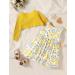 Puseky Toddler Girl Floral Print Dress + Ribbed Cardigan Set - 3-4 Years, Yellow - Buy Online on SooperMarket.com