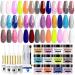wakaniya Dip Powder Nail Kit - 20 Colors Clear Glitter Dip Powder Starter Kit for Beginners with Everything Nail Dipping Powder Kit with Base Activator Top Coat, Dip Powder for Professional Nail DIY Set- 20 Colors D