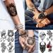 COKTAK 22 Sheets 3D Forearm Half Sleeve Temporary Tattoos - Large Tribal Lion Warrior Tiger Wolf Flower Skull Fake Tattoo Stickers for Men Women Adults - Halloween Black 3D Realistic Tatoo Rose Animals - Buy Online on SooperMarket.com