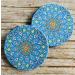 Totally Turkish Metal Compact Mirror Small Folding Round Mirror With Magnetic Close 1x & 2x Magnification For Handbags Make-Up Travel & Commutes Bright & Funky Geometric Pattern (Sky Blue) - Buy Online on SooperMarket.com
