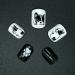 Novo Ovo Press-On Fake Nails - Short Corner Oval Black & White Dog Design | Stick-On Artificial Fingernails with Glue for Valentine's Day | Perfect for Bulldogs & Animal Lovers - Buy Online on SooperMarket.com