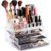 Clear Cosmetic Storage Organizer - 4-Drawer | 16 Compartments | Organize Cosmetics, Jewelry, and Hair Accessories with Ease - Elegant Design for Vanity, Bathroom, or Dresser - Buy Online on SooperMarket.com