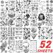 52 Tiny Small Temporary Tattoos for Kids & Adults - Tribal Animals, Butterflies, Anchors, Compass, Flowers - 3D Fake Tattoo Stickers for Neck, Arm, Hands - Cute Face Tattoo Kits - Buy Online on SooperMarket.com