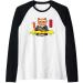 Japanese Cat Eating a Ramen Noodles Raglan Baseball Tee