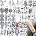VANTATY 54 Sheets Large Watercolor Temporary Tattoos - Tribal Wolf Lion Tiger Owl Flower Designs for Men and Women - Long Lasting Fake Tattoos for Thigh, Arm, and Chest - Buy Online on SooperMarket.com