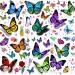 EGMBGM 6 Large Sheets Colorful Butterfly Temporary Tattoos For Women Girls Adults Arm Back Boobs  3D Multicolor Realistic 3D Butterfly Tattoo Sticker Decals  Fake Tattoos That Look Real And Last Long