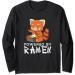 Powered By Ramen Red Panda Japanese Food Noodles Soba Long Sleeve T-Shirt